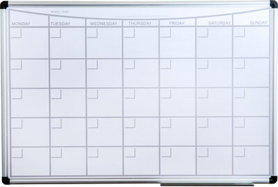 Floortex Viztex Lacquered Steel Magnetic Monthly Planner Dry Erase Board with an Aluminium Frame 24" x 36"