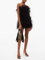 Thumbnail for your product : ATTICO Strapless Ostrich-feather Mini Dress - Black