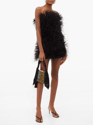 ATTICO Strapless Ostrich-feather Mini Dress - Black