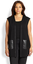 Thumbnail for your product : Lafayette 148 New York 148 New York, Sizes 14-24 Leather-Detail Open Vest