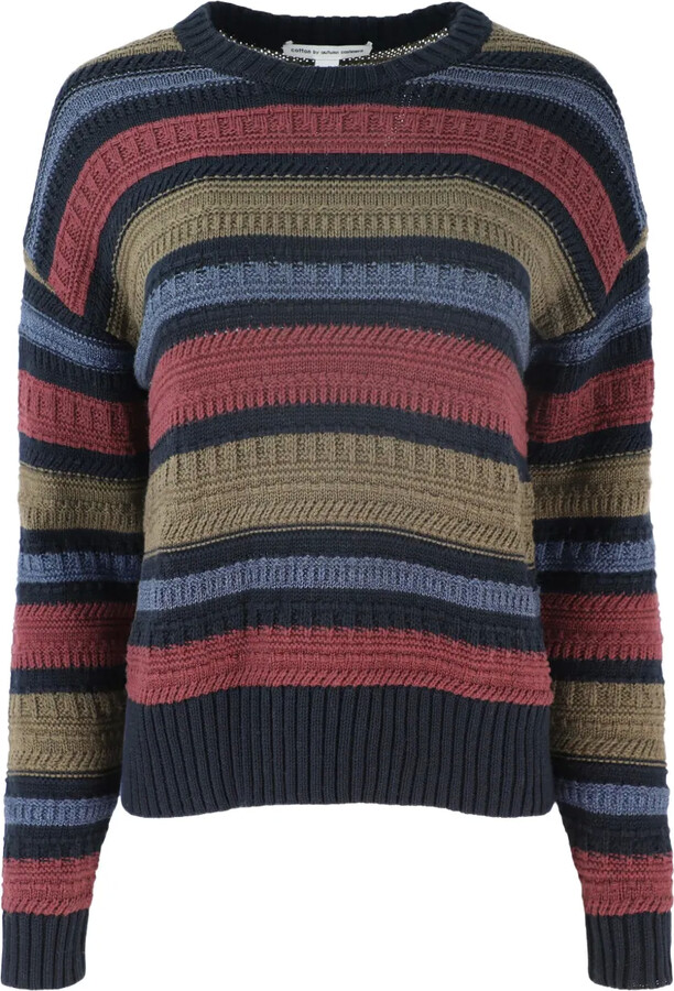 Autumn Cashmere Striped Crew-Neck Sweater