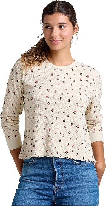 Toad&Co Foothill Long Sleeve Crew II Women's Clothing Salt Tulip Print : XL, Cotton/Polyester