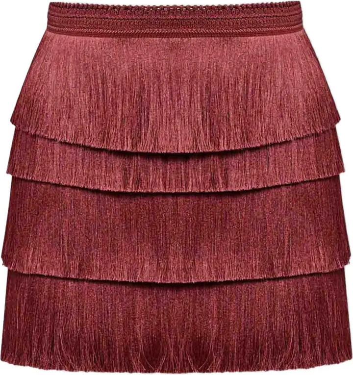 PatBO x Camila Coelho Amber fringed mini skirt