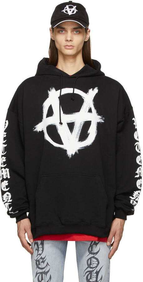 Vetements Black Double Anarchy Hoodie - ShopStyle