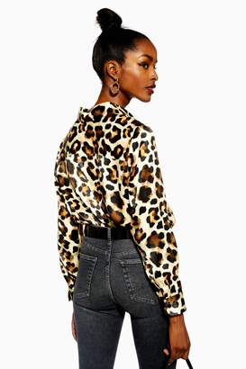 Topshop Womens Visual Leopard Print Shirt - Multi