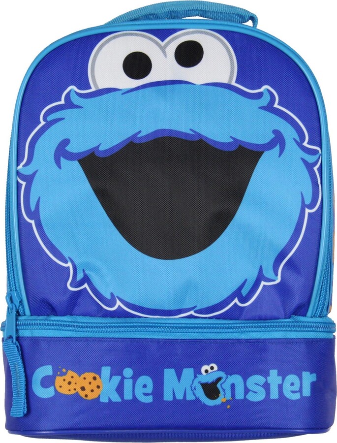 Sesame Street Cookie Monster Dual-Compartment Insulated Lunch Box Bag Tote
