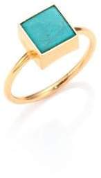 ginette_ny Wise Ever Turquoise & 18K Rose Gold Square Ring