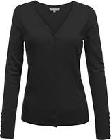 Thumbnail for your product : Luna Flower Button Front V-Neck Long Sleeve Soft Cardigan Tops 007-Black US L