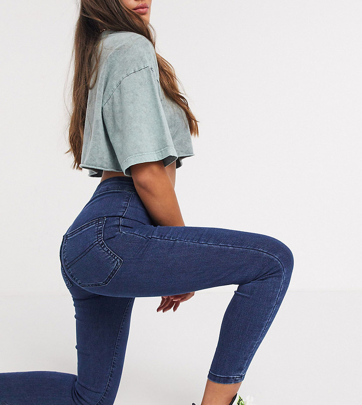 Collusion Petite x002 super skinny high waist jean in dark wash blue -  ShopStyle