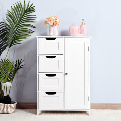Winston Porter Bathroom Storage Cabinet - Adjustable Shelf And Drawers For Home Use Floor With 4 Drawers Modern Style Living Room Bedroom