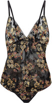 Thumbnail for your product : I.D. Sarrieri Midnight Delights Metallic Embroidered Tulle Bodysuit