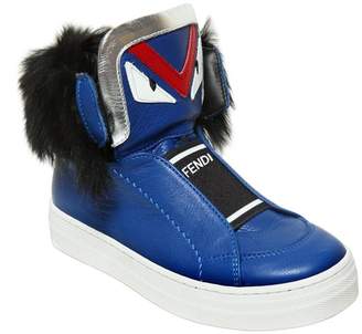 Fendi Monster Leather Sneakers W/ Rabbit Fur