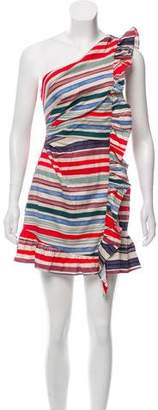 Red Carter Striped One-Shoulder Dress w/ Tags