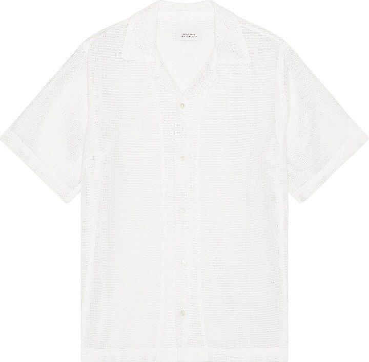 Saturdays NYC Canty Mesh Short Sleeve Shirt in White