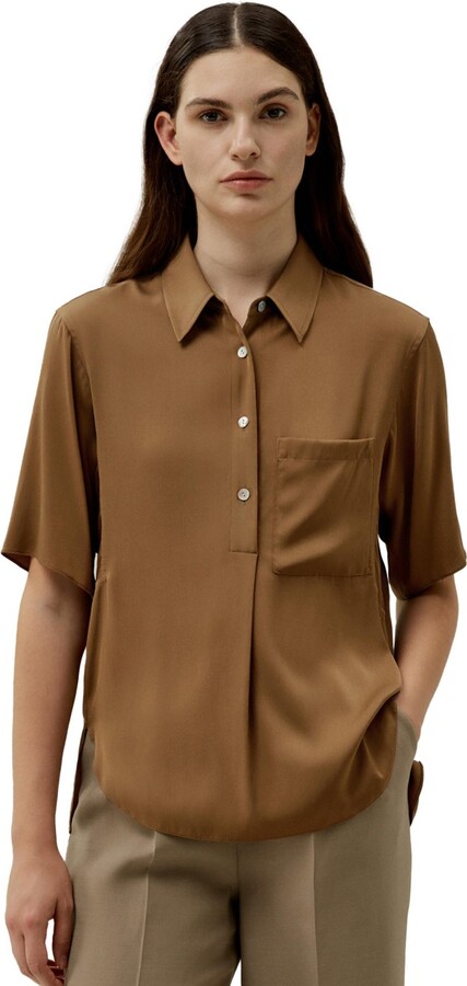 Lilysilk Women's Half-Placket Short Sleeve Button Up Shirt
