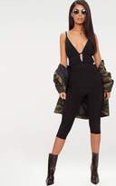 Thumbnail for your product : PrettyLittleThing Black Ruched Strappy Detail Thong Bodysuit