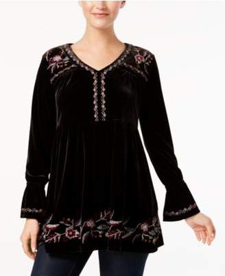 Style&Co. Style & Co Embroidered Velvet Tunic, Created for Macy's