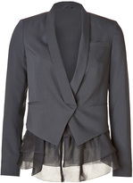 Thumbnail for your product : Brunello Cucinelli Stretch Wool Blazer with Sheer Ruffle Hem Gr. 40