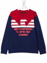 Thumbnail for your product : Emporio Armani Kids TEEN logo-print panelled sweatshirt