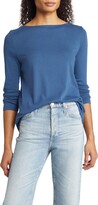 Thumbnail for your product : Caslon Boat Neck Long Sleeve Organic Cotton Blend Rib Top