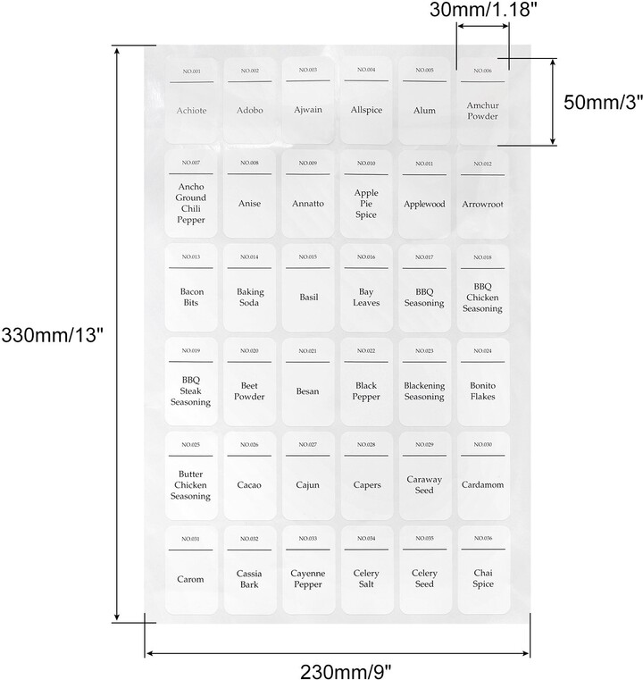 Unique Bargains Mason Jar Label Rectangle Sticker 50x30mm Word Spice