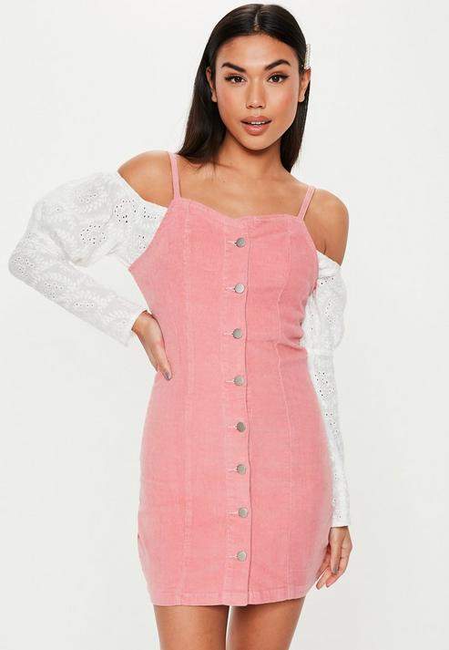 pink cord dress