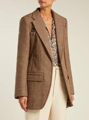 Chloé Long Tweed Harness Blazer - Womens - Brown Multi