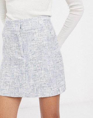 And other stories & tweed a-line mini skirt in blue