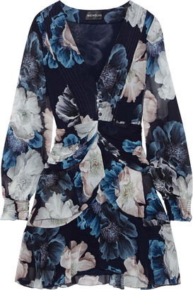 Nicholas Draped Floral-print Silk-chiffon Mini Dress