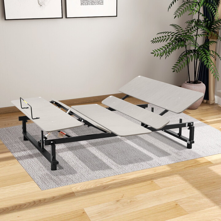 Yoneston Queen Size Adjustable Bed Base Frame with Head & Foot Incline, Wireless Remote Control Ergonomic Electric Bed Frame Zero Gravity Quiet Motor, Grey