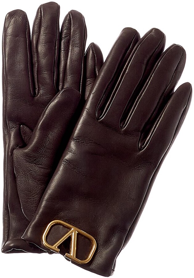 Valentino Vlogo CashmereLined Leather Gloves ShopStyle