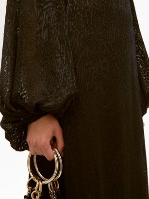 Adriana Iglesias V-neck Leopard-pattern Devore Maxi Dress - Black
