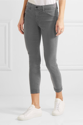 J Brand Anja Cropped Stretch-sateen Skinny Pants - Dark gray