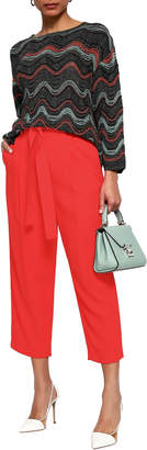 M Missoni Belted Cropped Stretch-crepe Straight-leg Pants