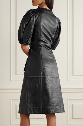 Ganni Zip-detailed Leather Dress - Black