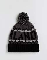 Thumbnail for your product : Timberland Large Logo Bobble Beanie In Black/Grey