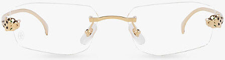 Cartier Womens Gold ct0494O Panthère Rectangle-Frame Metal Optical Glasses
