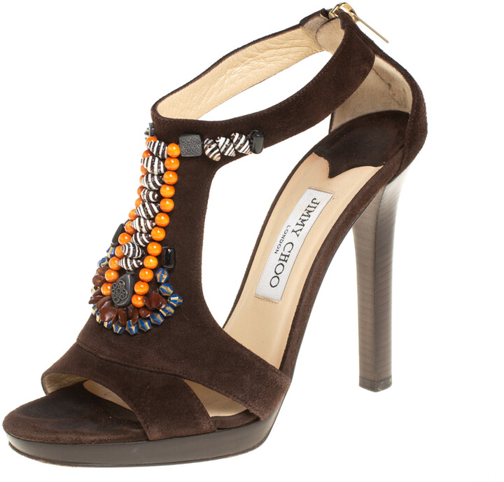 beaded t strap sandals
