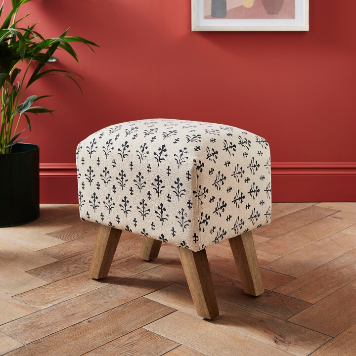 Dunelm Jaipur Edit Stencil Print Foostool Navy Navy ShopStyle Futons