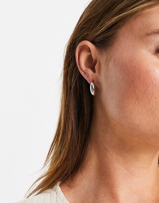 DesignB London chunky mini huggie hoops in silver - ShopStyle Earrings
