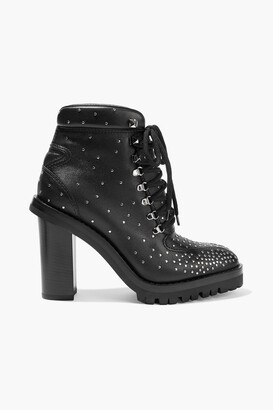 Valentino Garavani Lace-up Studded Leather Ankle Boots