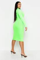 Thumbnail for your product : boohoo Plus Neon High Neck Long Sleeve Bandage Midi Dress