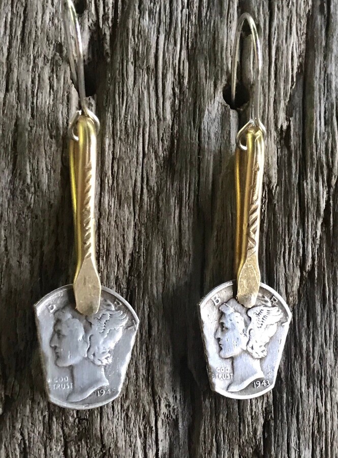 Etsy Mercury Dime Earrings/Silver & Brass Earrings/Coin Earrings/Light Weight Earrings/Mother's Day Gift