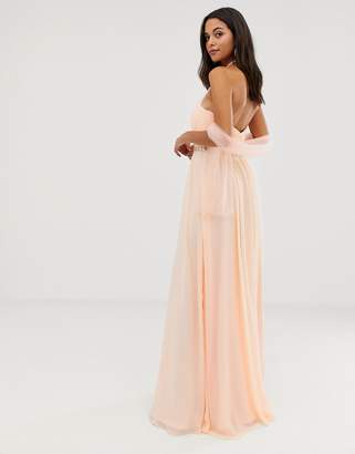 Forever Unique sheer overlay maxi dress-Pink