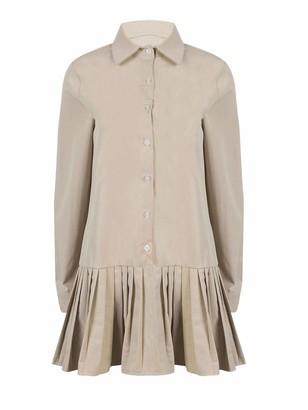 Freebily Women's Shirt Dresses Casual Solid Plain Long Sleeve Button Down Swing Pleated Mini Dress White XL