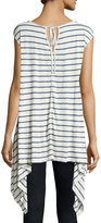 Thumbnail for your product : Max Studio Linen-Blend Striped Knit Tunic, Natural/Pacific