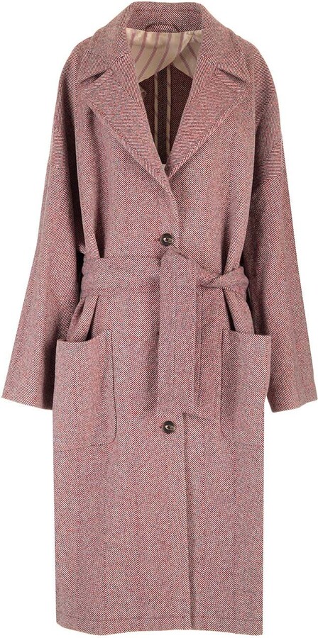 Chevron Wool Coat Coats Bordeaux