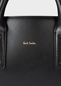 Paul Smith Women's Black Leather Mini Bowling Bag With 'Artist Stripe' Lining