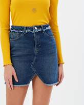 Thumbnail for your product : Miss Selfridge Fray Waistband Denim Mini Skirt