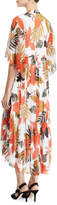 Thumbnail for your product : Fuzzi Half-Sleeve V-Neck Leaf-Print Tulle Dress